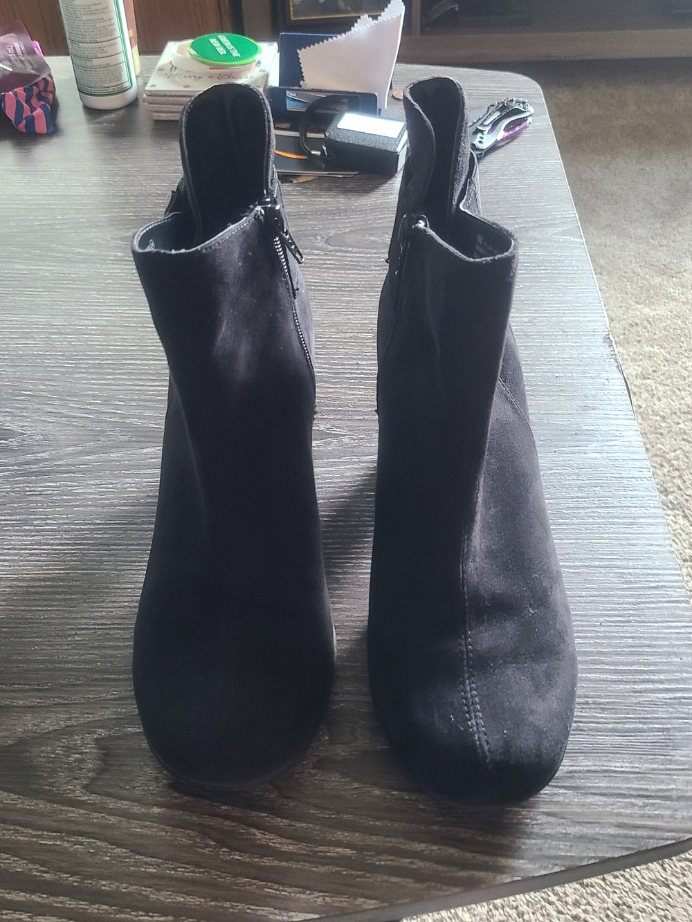 Classic Women's Black Ankle Boots - Suede Zip Closure